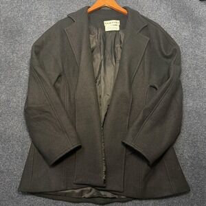 Vintage David Hayes Coat Mens Small Black Wool Overcoat Lined Mid Length USA